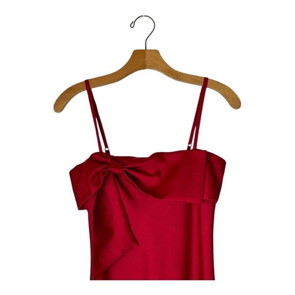 Hutch‎ Anthropologie Dress Women XS Red Satin Bow Front Slip Midi NWT Party - Picture 4 of 14